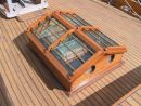 Novel Dorade type Butterfly Hatch
(Designed by Bud Mackintosh)

Handmade in Teak with polycarbonate panels and brass tube tube protection.

